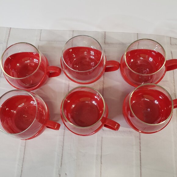 COOL Vintage Melitta Space Age Design 1970s Glass Cups Mugs Set of 6 MCM - Picture 2 of 6
